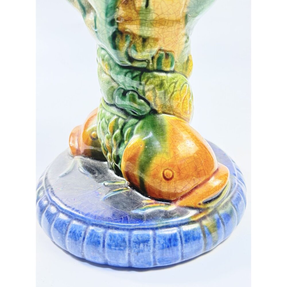 Elevated Centerpiece Compote Vase Planter Majolica Minton Style Shell Nautilus - Picture 11 of 14